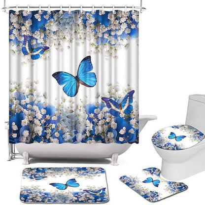 Polyester 3d Printed Shower Curtain Four-piece Set - Pacisia