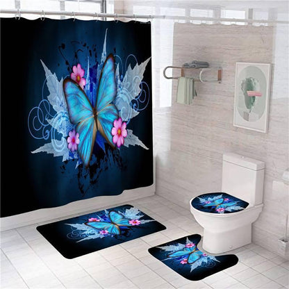 Polyester 3d Printed Shower Curtain Four-piece Set - Pacisia