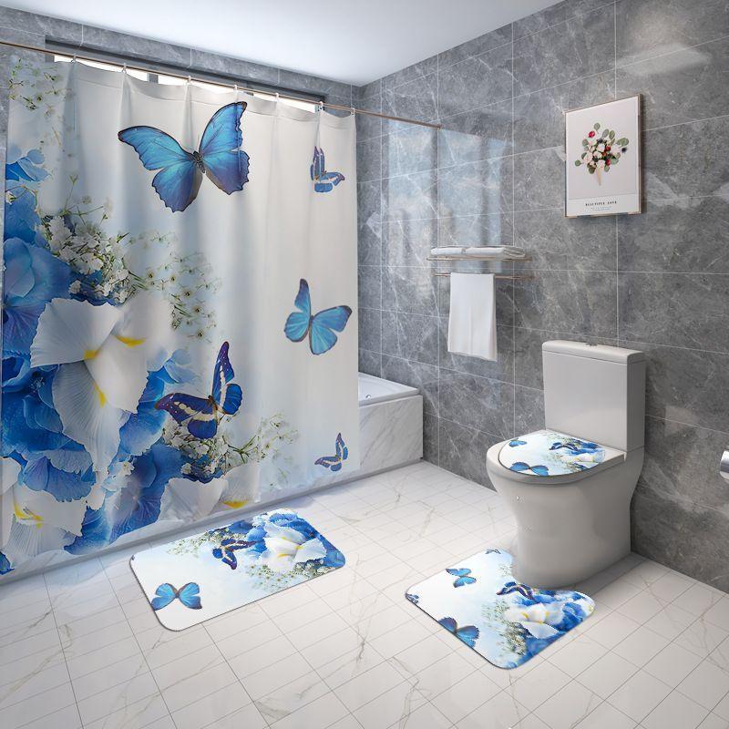 Polyester 3d Printed Shower Curtain Four-piece Set - Pacisia