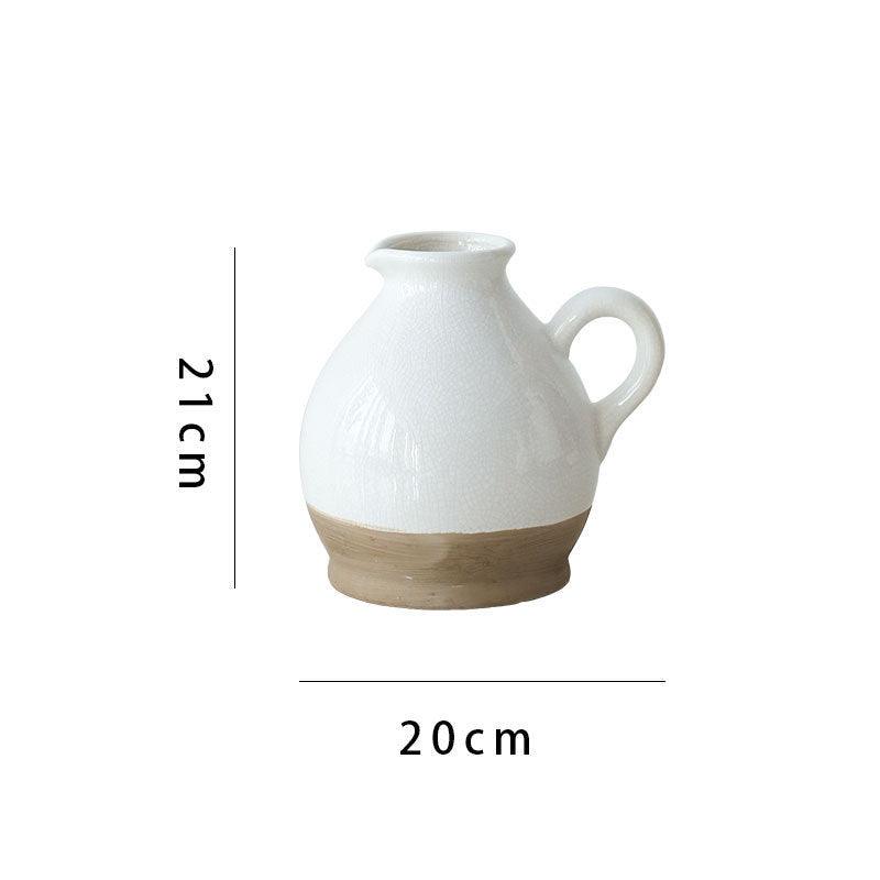 Porcelain Vase Living Room Vase Retro Small Mouth Flower - Pacisia