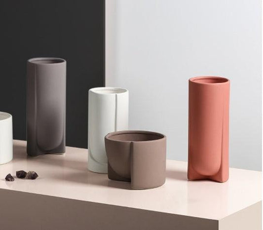 Porcelain Vase Ornaments Modern Minimalist Living Room Table Flower Arrangement Nordic Style Soft Decoration - Pacisia