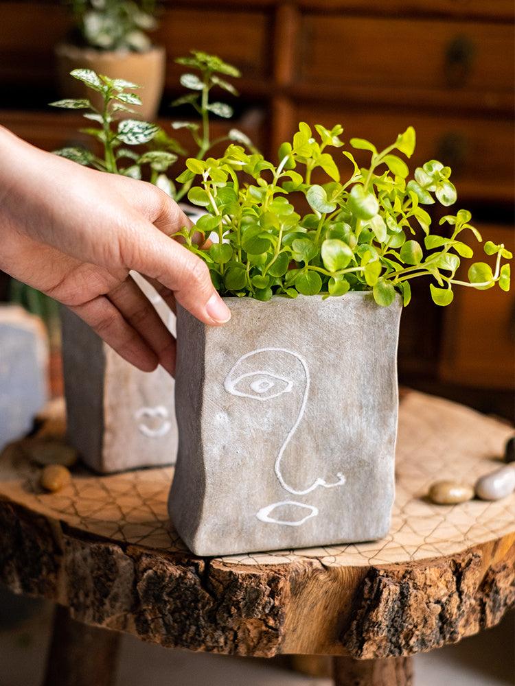 Portrait Art Terracotta Breathable Retro Shaped Terracotta Vase - Pacisia