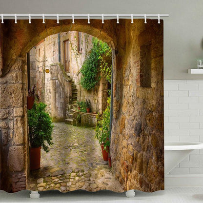 Printed Polyester Waterproof Flower Street Shower Curtain - Pacisia