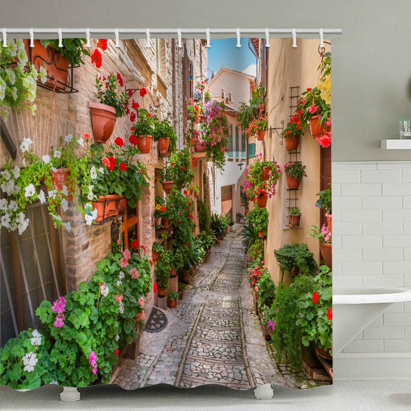 Printed Polyester Waterproof Flower Street Shower Curtain - Pacisia