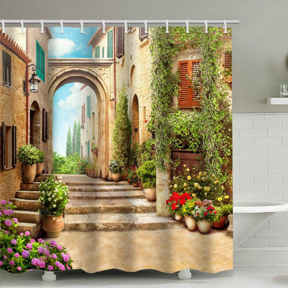 Printed Polyester Waterproof Flower Street Shower Curtain - Pacisia