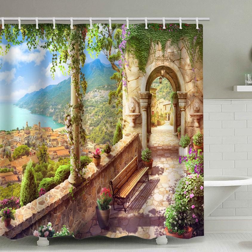 Printed Polyester Waterproof Flower Street Shower Curtain - Pacisia