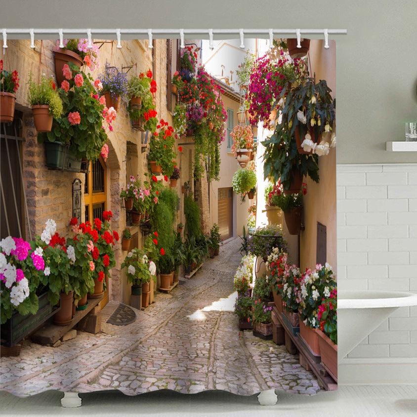 Printed Polyester Waterproof Flower Street Shower Curtain - Pacisia