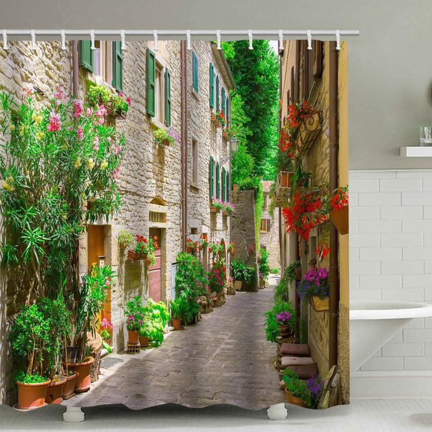 Printed Polyester Waterproof Flower Street Shower Curtain - Pacisia