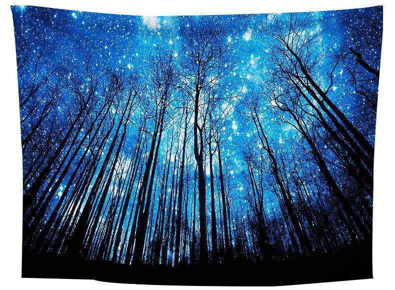 Printed Tall Trees Light Up The Sky Tapestry Multifunctional Tapestry Sitting Carpet Wall Hanging - Pacisia