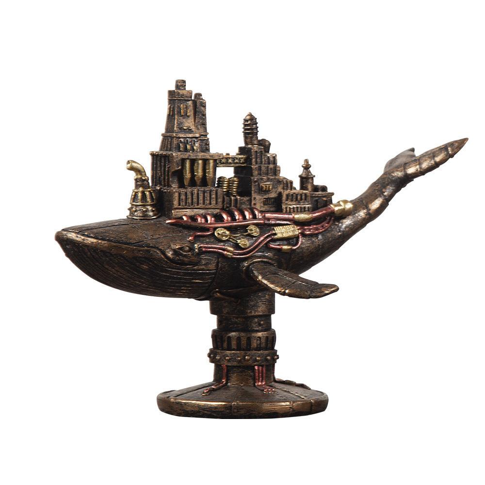 Punk Whale Ship Steampunk Statue Tabletop Decoration Object Accessories - Pacisia