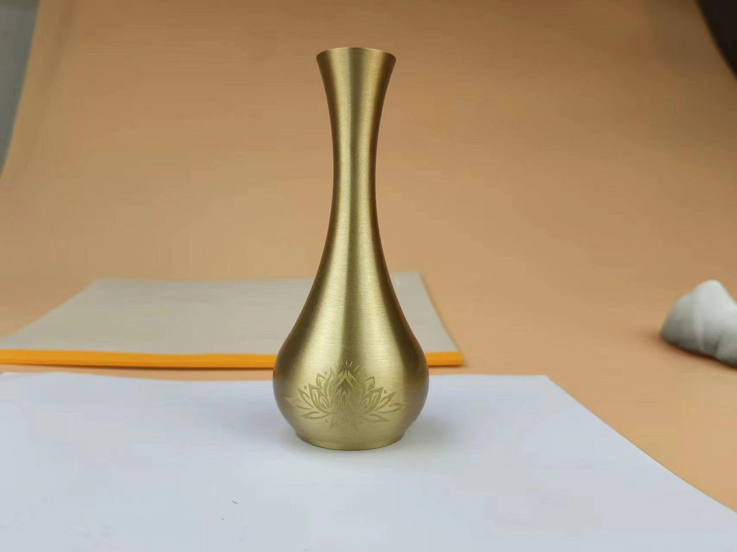 Pure Brass Decorative Flower Vase Carved Ornaments - Pacisia