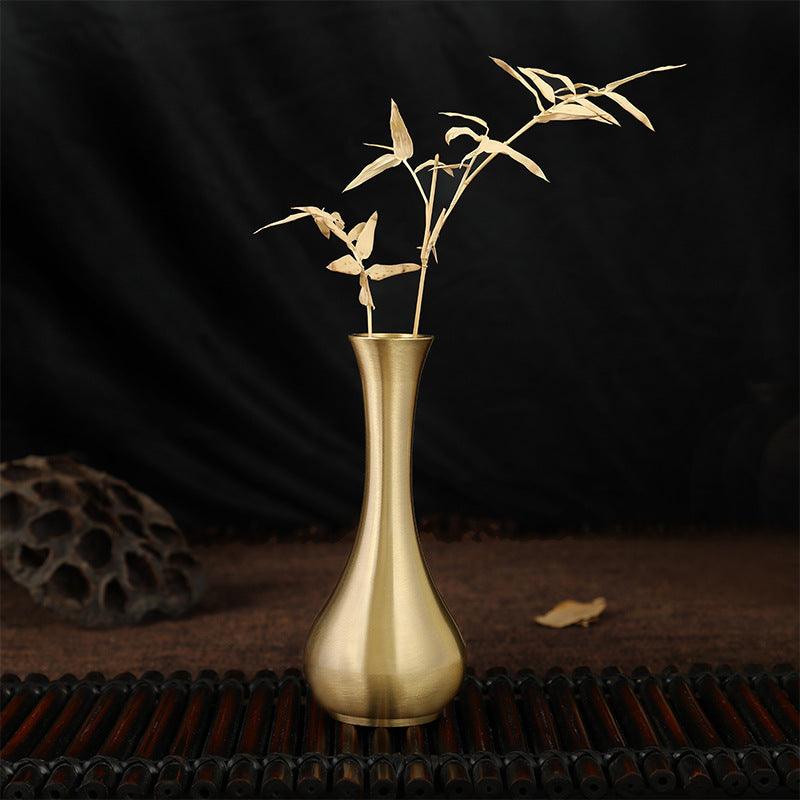Pure Brass Decorative Flower Vase Carved Ornaments - Pacisia