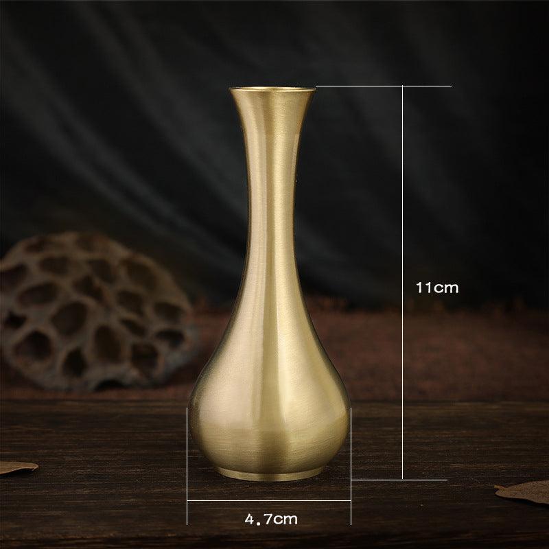 Pure Brass Decorative Flower Vase Carved Ornaments - Pacisia