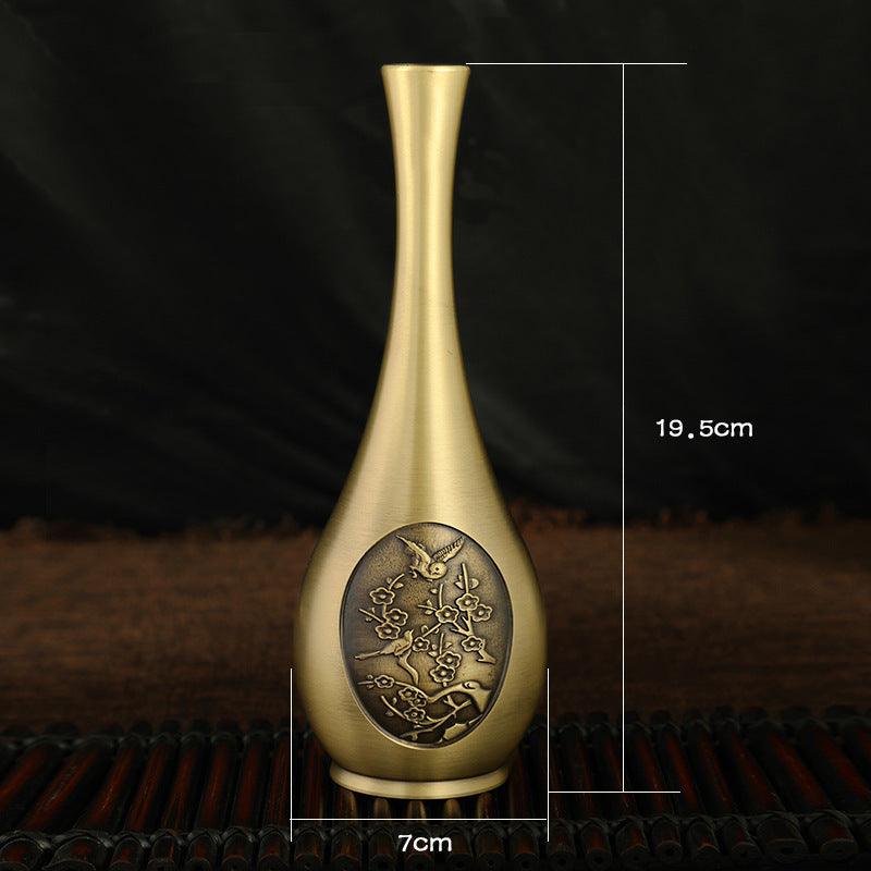 Pure Brass Decorative Flower Vase Carved Ornaments - Pacisia