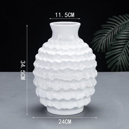 Pure Color Irregular Wave Ceramic Vase - Pacisia