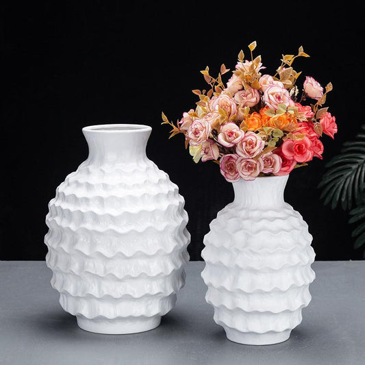 Pure Color Irregular Wave Ceramic Vase - Pacisia