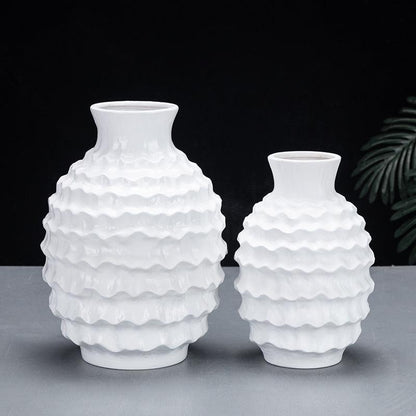 Pure Color Irregular Wave Ceramic Vase - Pacisia