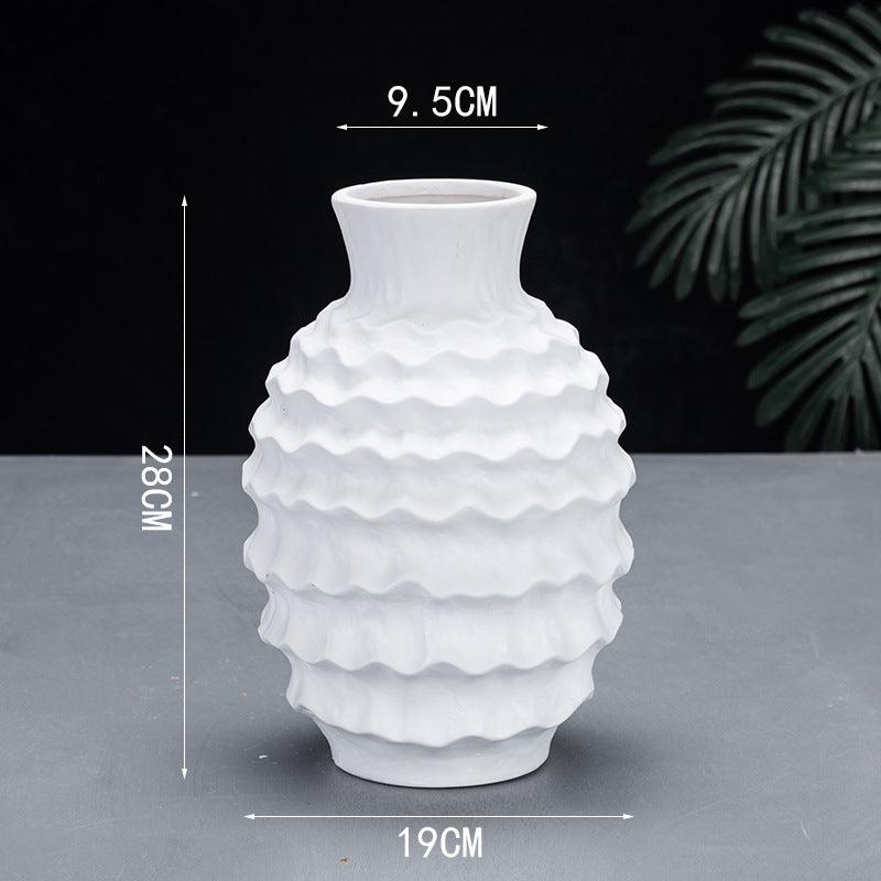 Pure Color Irregular Wave Ceramic Vase - Pacisia