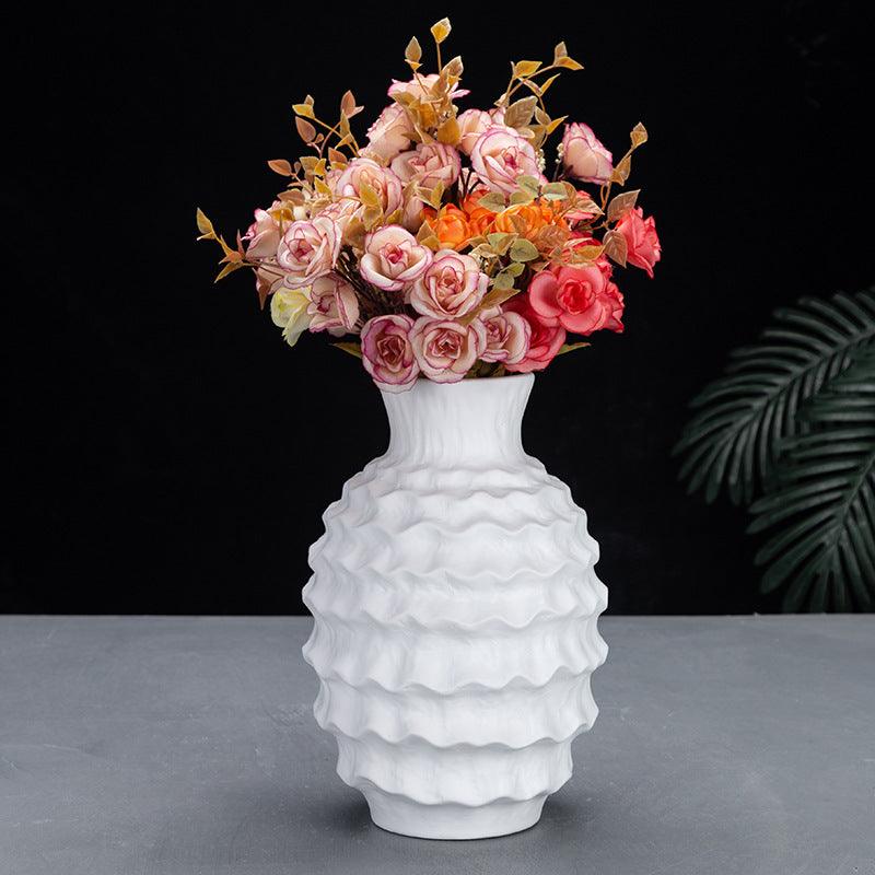 Pure Color Irregular Wave Ceramic Vase - Pacisia