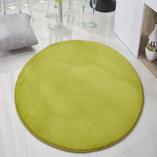 Pure Color Round Coral Fleece Absorbent Non-slip Carpet - Pacisia