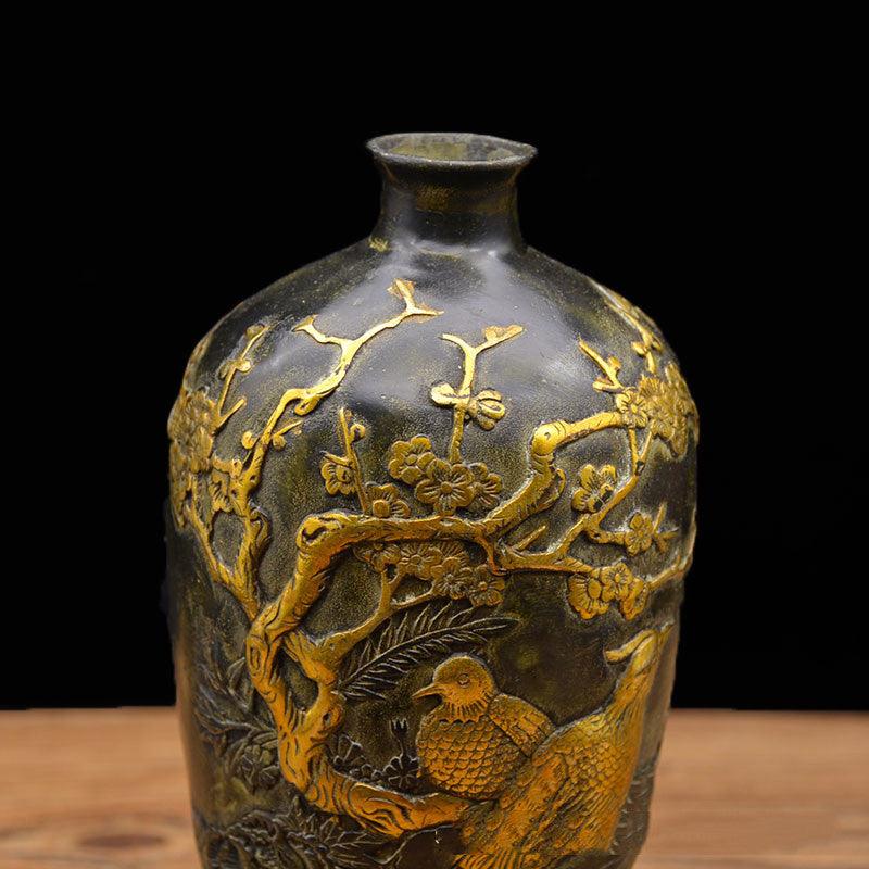 Pure Copper Gilt Happy Brow Vase Writing And Play Ornaments - Pacisia