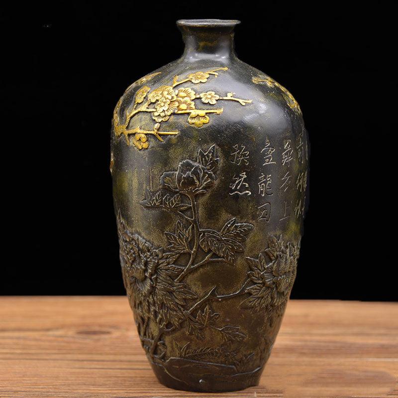 Pure Copper Gilt Happy Brow Vase Writing And Play Ornaments - Pacisia