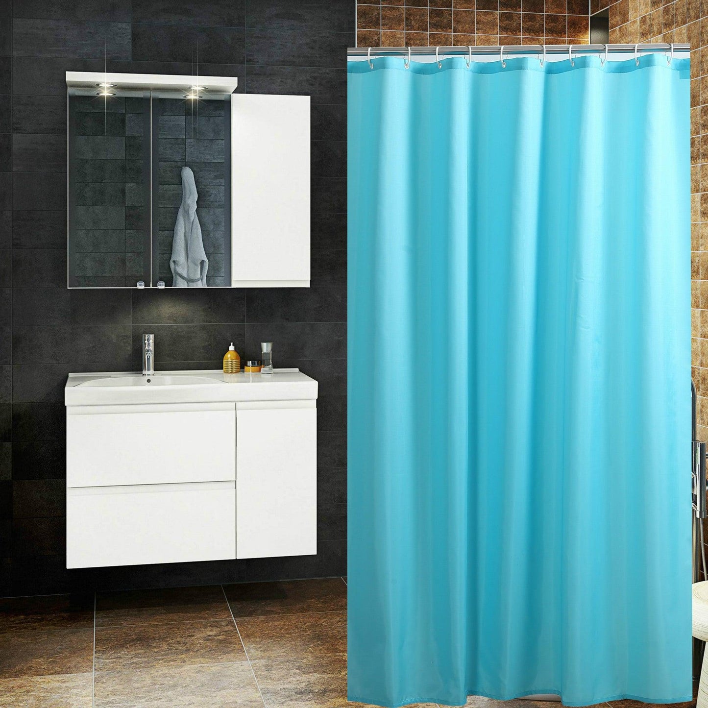 Pure Polyester Partition Waterproof Shower Curtain - Pacisia