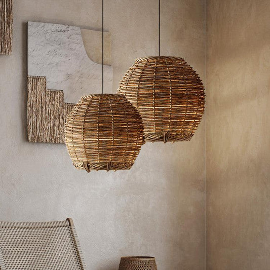 Rattan Chandelier At The Bedside Of Wabi Sabi B&B Study Room - Pacisia