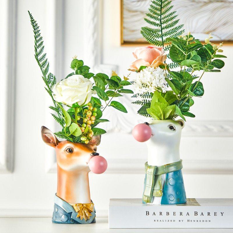 Resin Cartoon Animal Head Vase Succulents Flower vase - Pacisia