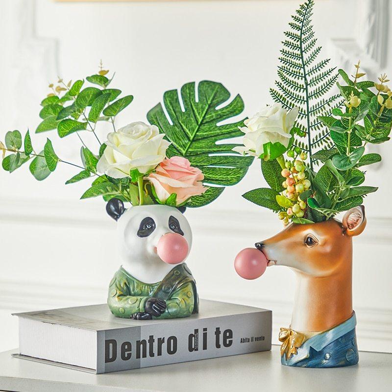 Resin Cartoon Animal Head Vase Succulents Flower vase - Pacisia