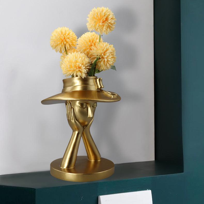 Resin Vase Living Room Simple Home Creative Abstract Character - Pacisia