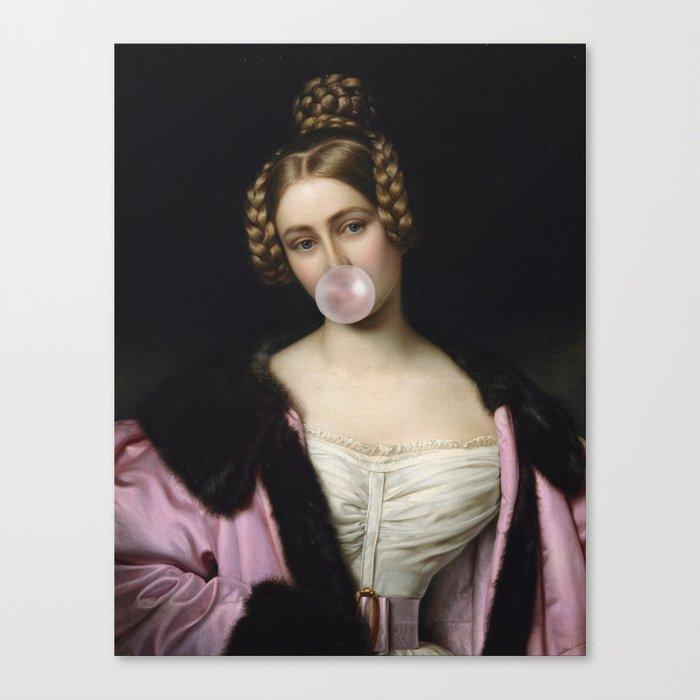 Retro Bubble Gum Portrait Canvas Painting - Vintage Style Wall Art for Home Decoration - Pacisia