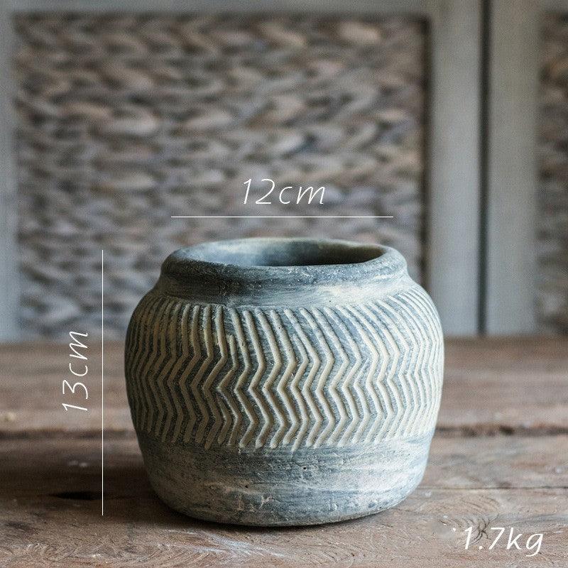 Retro Cement Jar Vase National Style - Pacisia