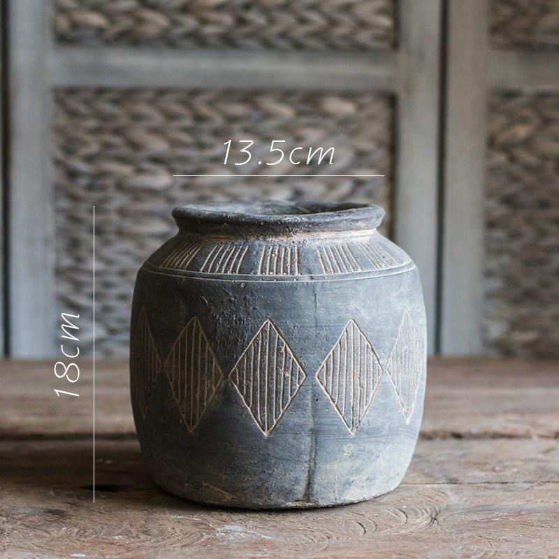 Retro Cement Jar Vase National Style - Pacisia