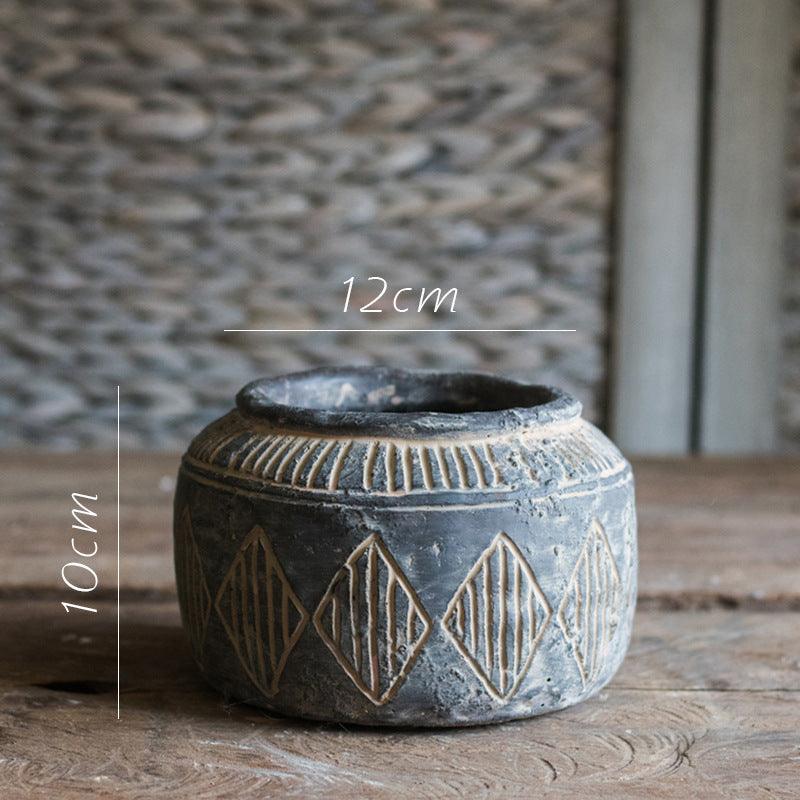 Retro Cement Jar Vase National Style - Pacisia