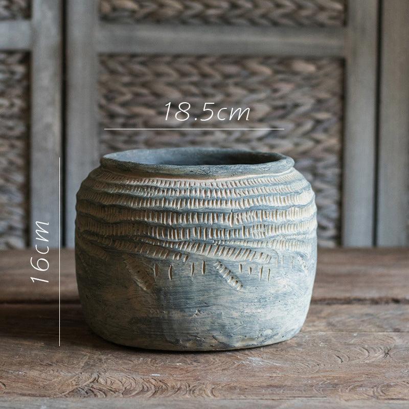 Retro Cement Jar Vase National Style - Pacisia