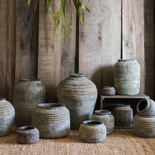 Retro Cement Jar Vase National Style - Pacisia