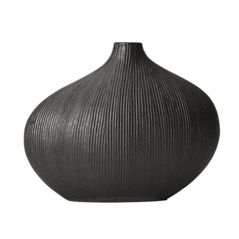 Retro Simple Stoneware Ceramic Small Mouth Vase - Pacisia