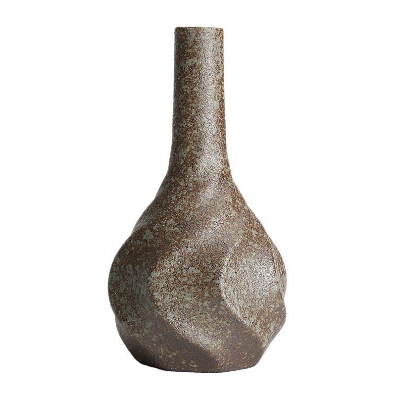 Retro Simple Stoneware Ceramic Small Mouth Vase - Pacisia