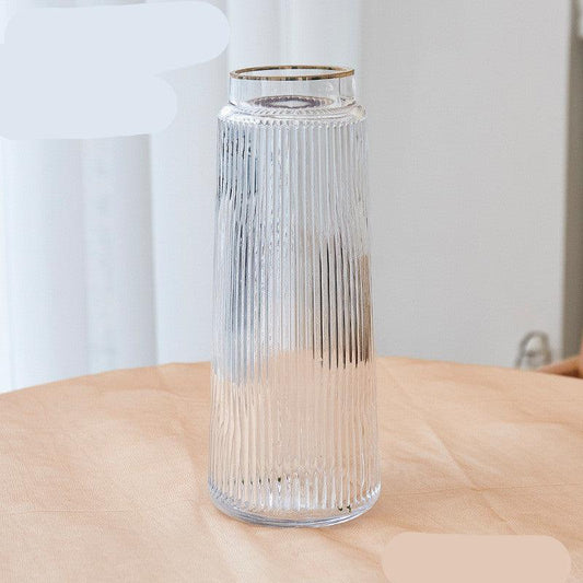 Retro Striped Glass Vase Modern Minimalist Fresh Flowers Dried Flower Floral Arrangement - Pacisia