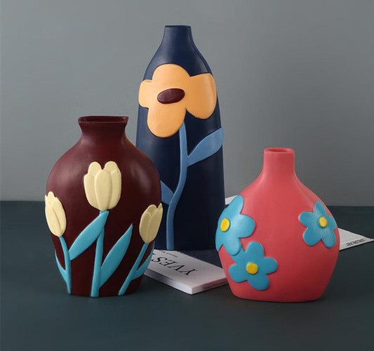 Retro Style Creative Painted Ceramic Vase Decoration - Pacisia