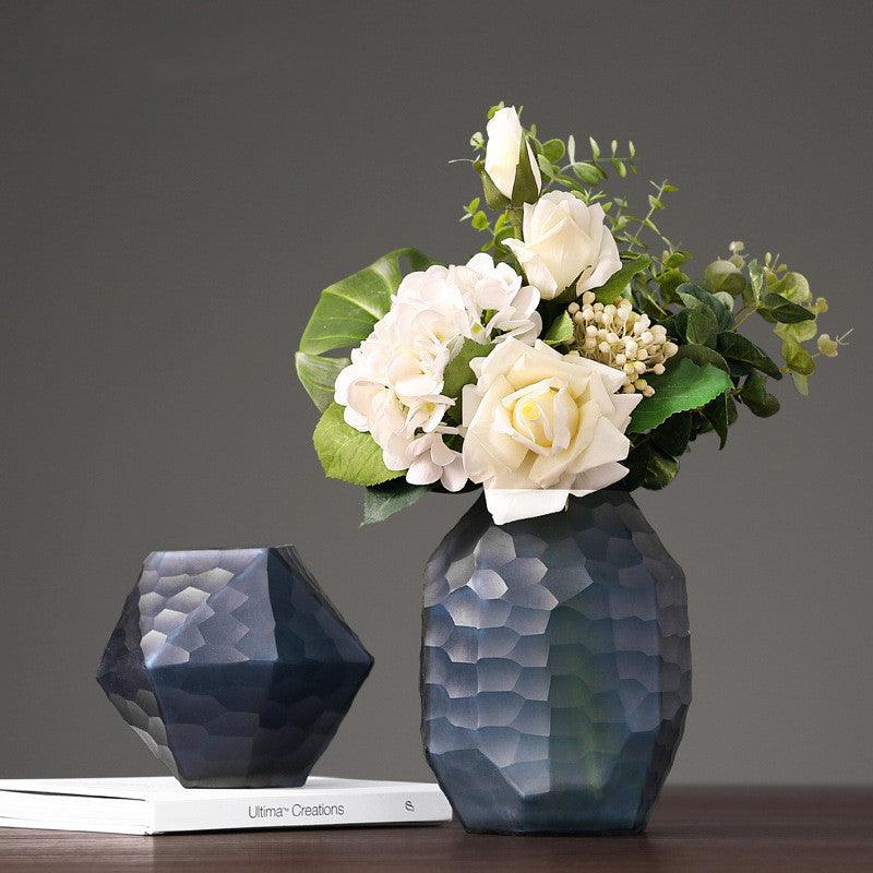 Retro Vase Geometric Rhombus Creative Glass Polygonal Bedroom Dried Flower Vase - Pacisia