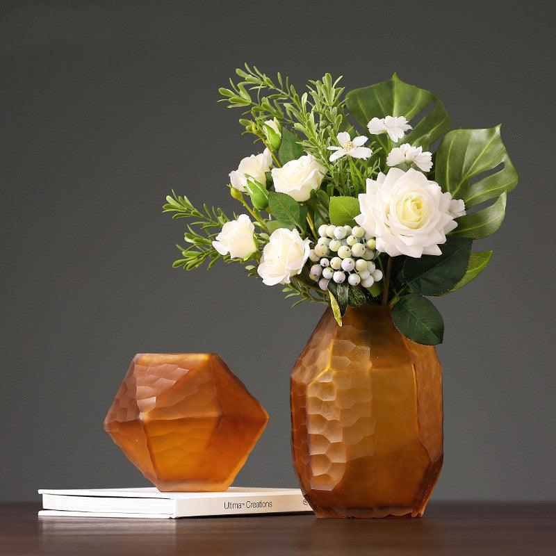 Retro Vase Geometric Rhombus Creative Glass Polygonal Bedroom Dried Flower Vase - Pacisia