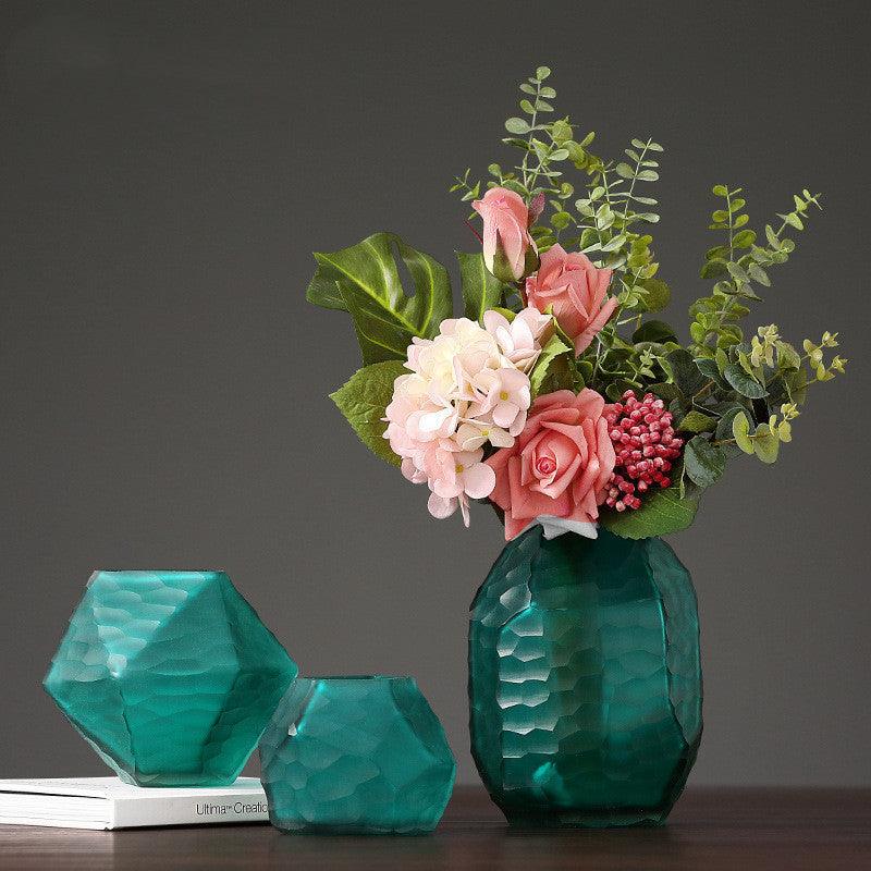 Retro Vase Geometric Rhombus Creative Glass Polygonal Bedroom Dried Flower Vase - Pacisia