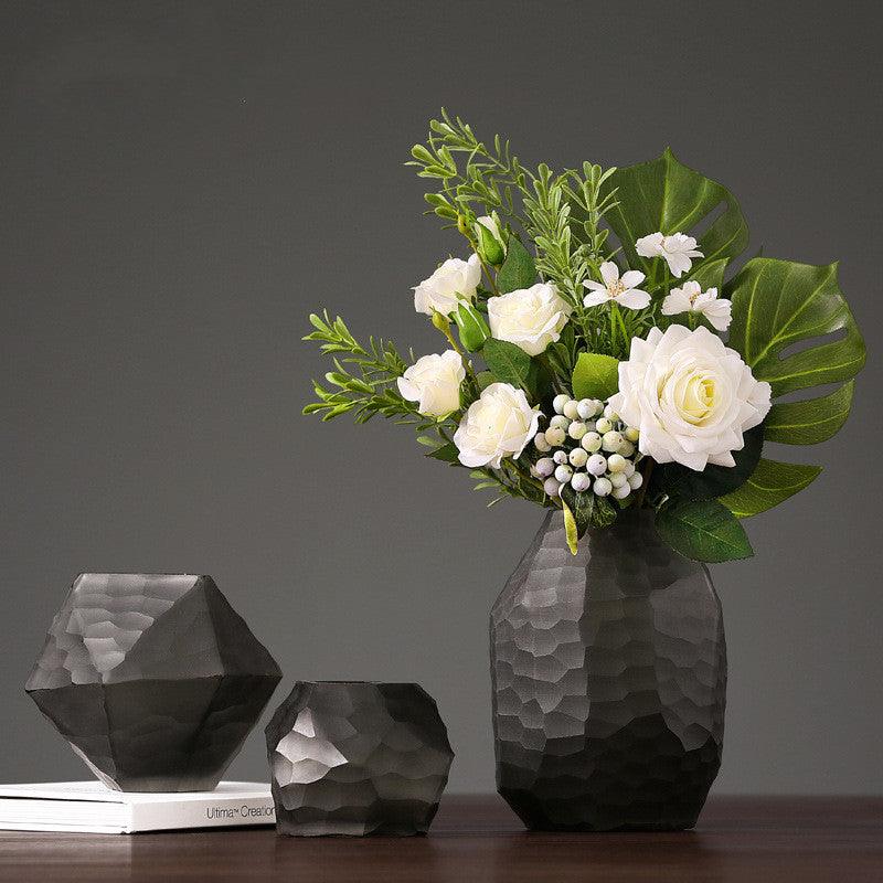 Retro Vase Geometric Rhombus Creative Glass Polygonal Bedroom Dried Flower Vase - Pacisia