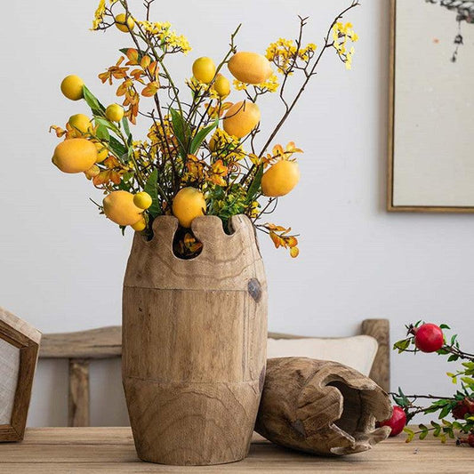 Retro Wooden Vase Dried Flower Decoration Ornament - Pacisia
