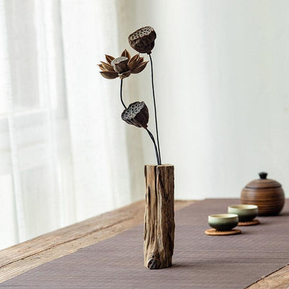 Retro Zen Living Room Solid Wood Vase - Pacisia