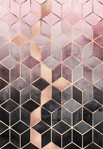 Rose Gold Pink Gradient Diamond Lattice Bedroom Door Living Room Kitchen Floor Mat Carpet - Pacisia