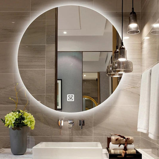 Round Bathroom Mirror Smart Makeup LED Mirror Adjustable BackLight With Bluetooth Speaker For Hotel Bedroom Decoration Mirrorg - Pacisia