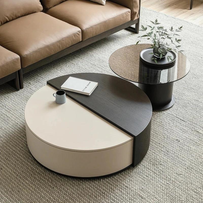 Round Luxury Coffee Tables Wood Living Room Minimalist Home Coffee Tables Modern Design Tavolino Da Salotto Bedroom Furniture - Pacisia